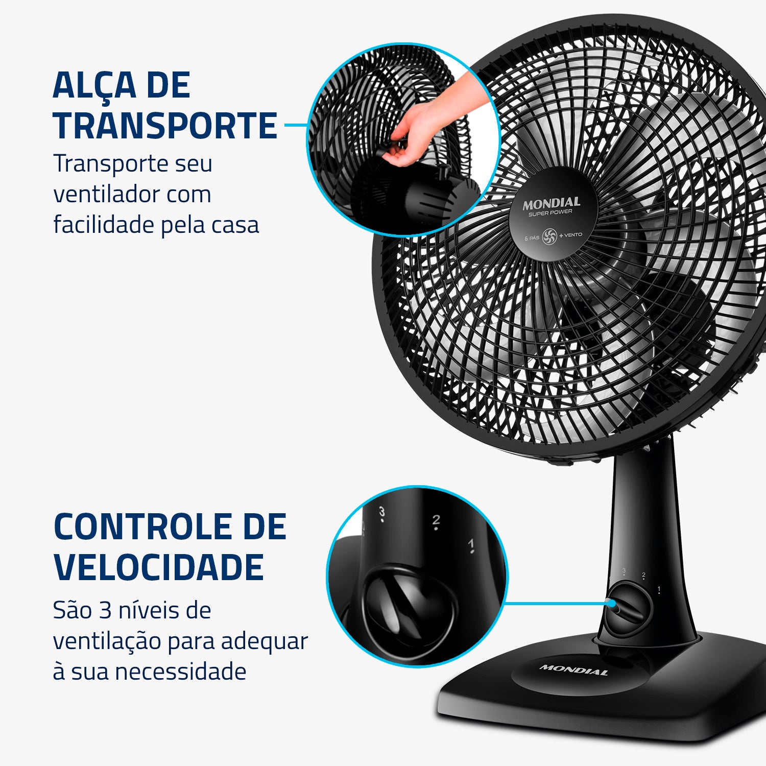 Ventilador Mondial 30cm Super Power Vsp-30-B 60W 3 Velocidades Ventilador Mondial 30cm Super Power Vsp-30-B 60W 3 Velocidades